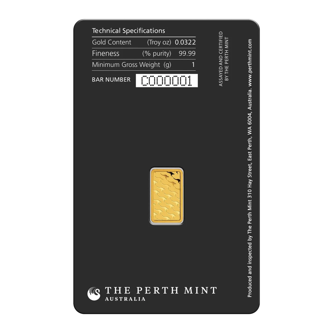 KANGAROO GOLD MINTED BAR (1g) back