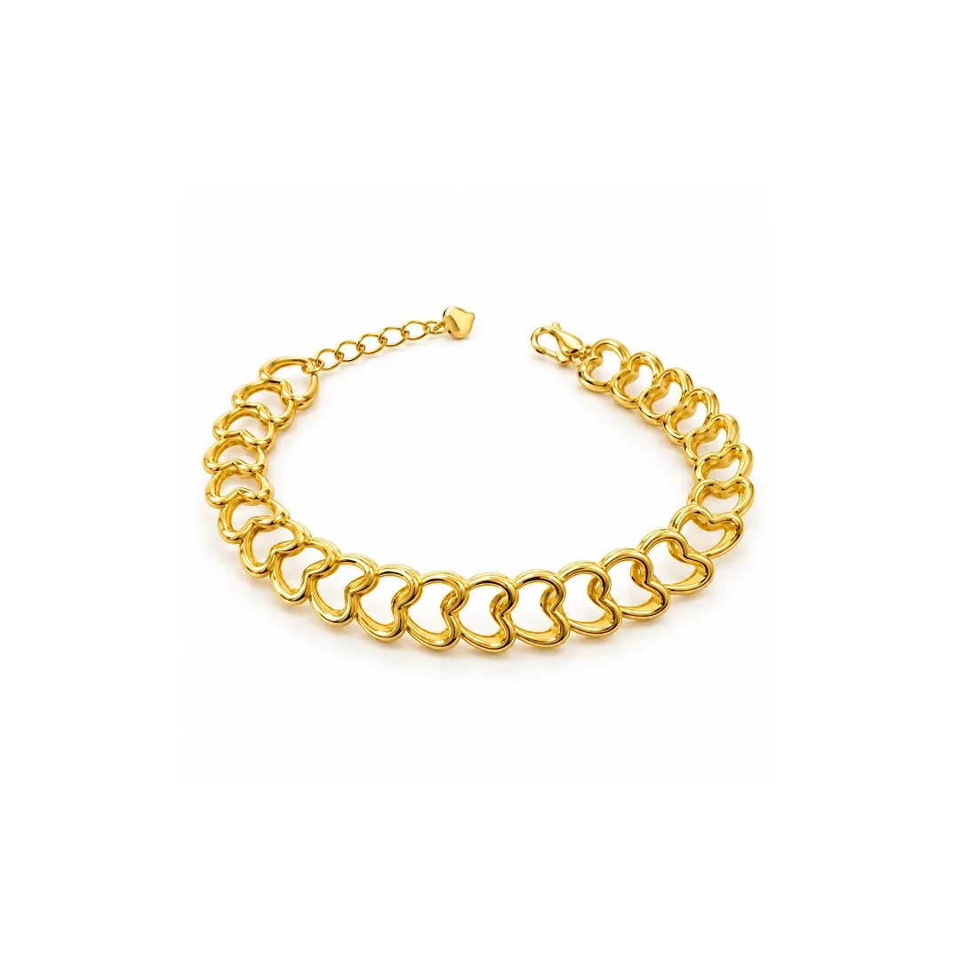 Heart Link Bracelet — 916 gold bracelet