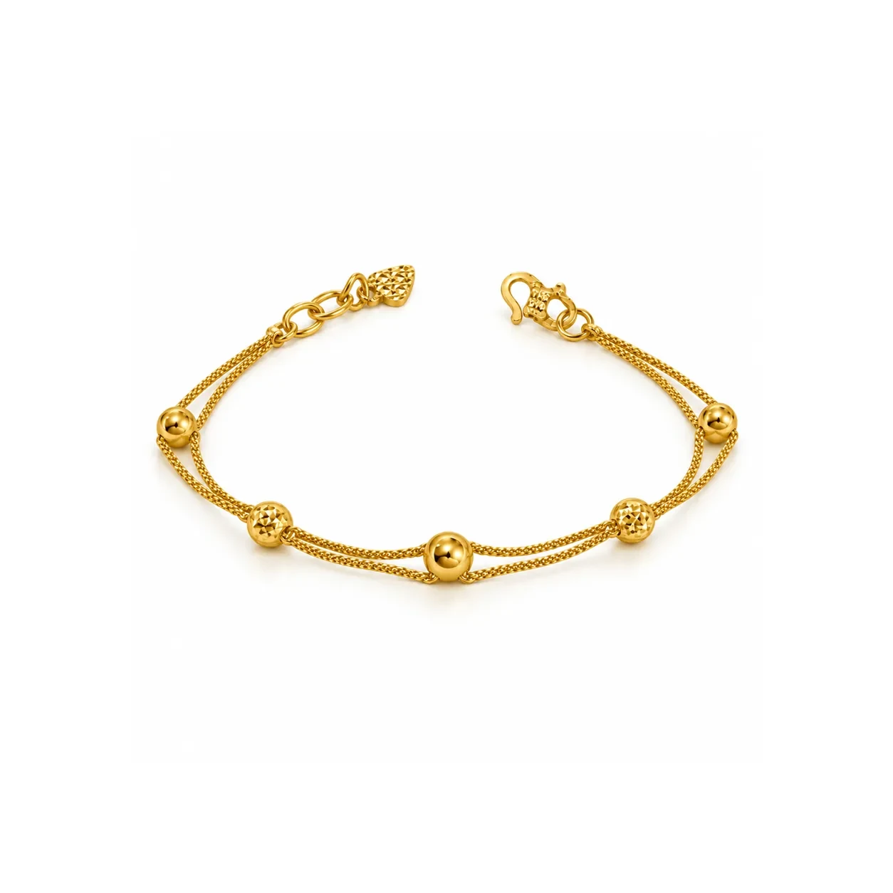 Double Chain Bead Bracelet — gelang emas 916