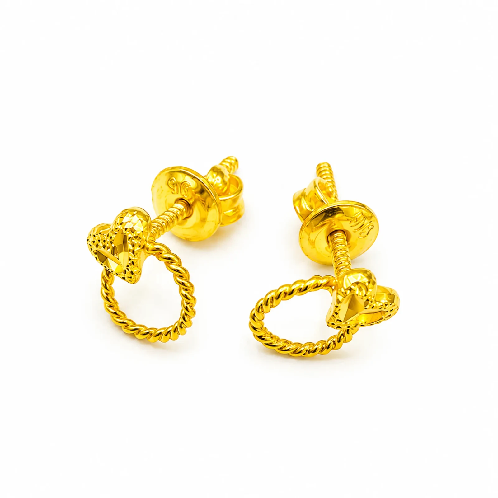 Heart Circle Earrings — 916 gold earrings