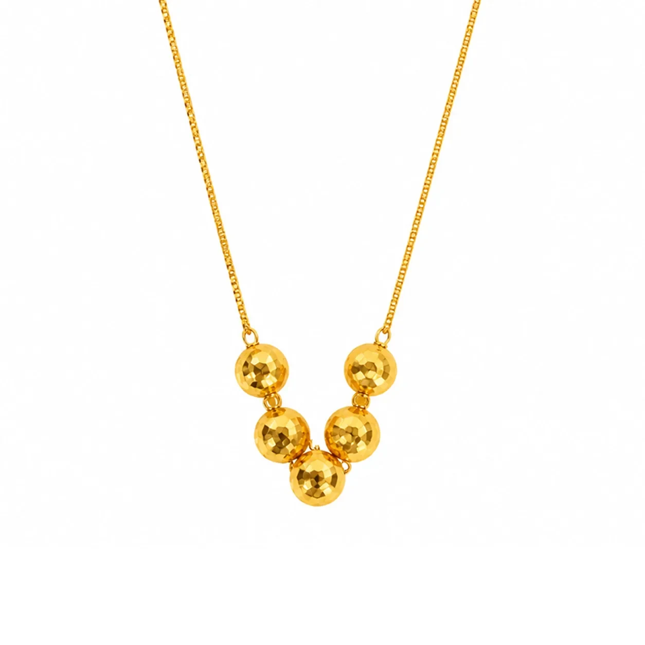 Disco Five Bead Necklace — rantai emas 916