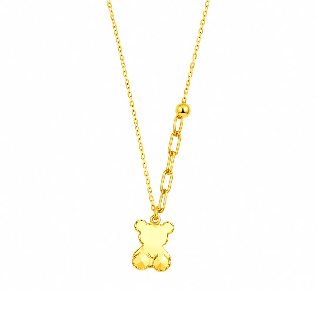 Teddy Bear Necklace — rantai emas 916