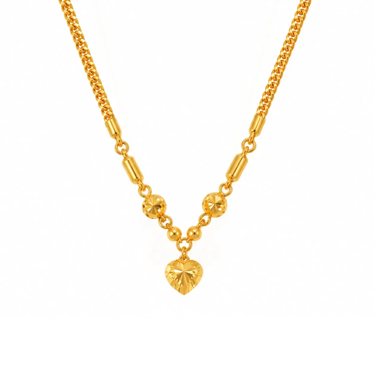 Heart Bead Necklace — rantai emas 916