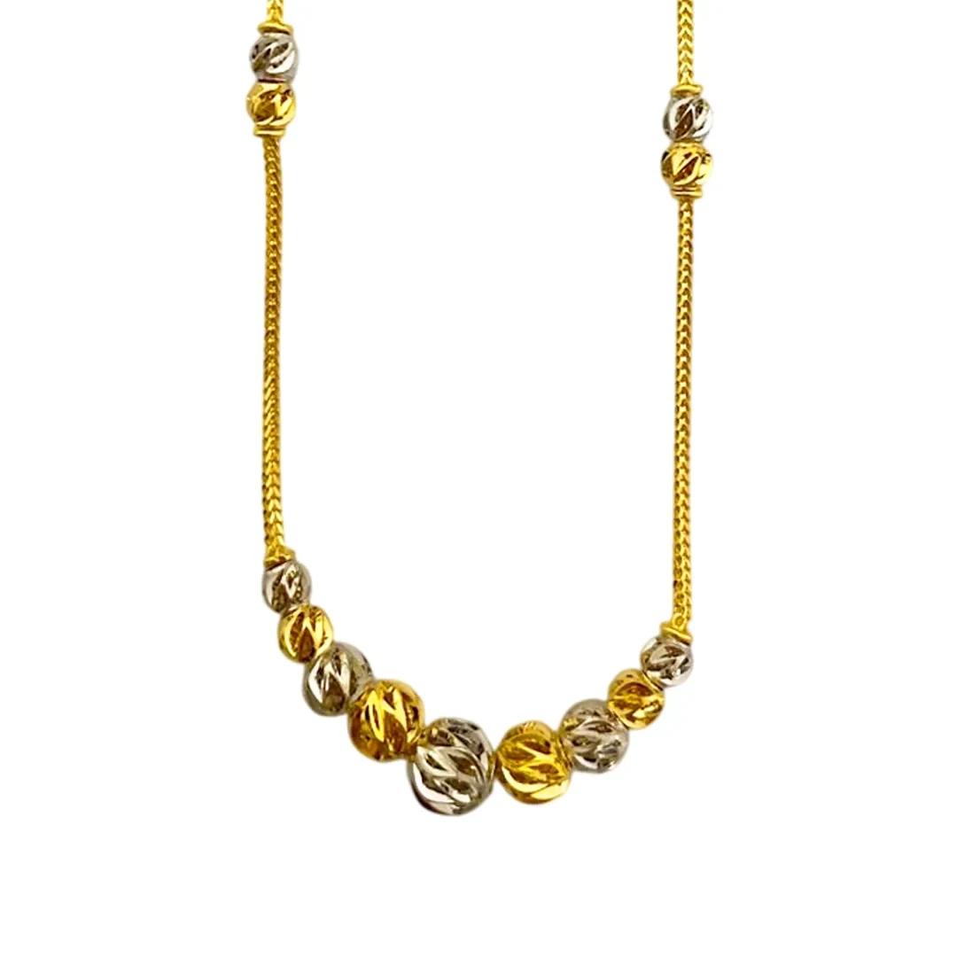 Two Tone Swirl Bead Necklace — 916 gold necklace