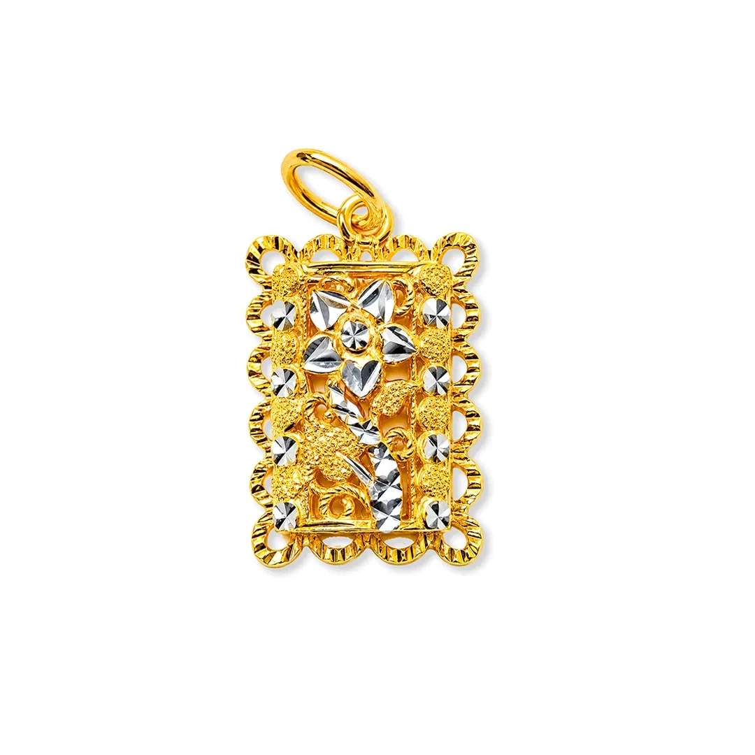 Chrome Filigree Pendant — 916 gold pendant