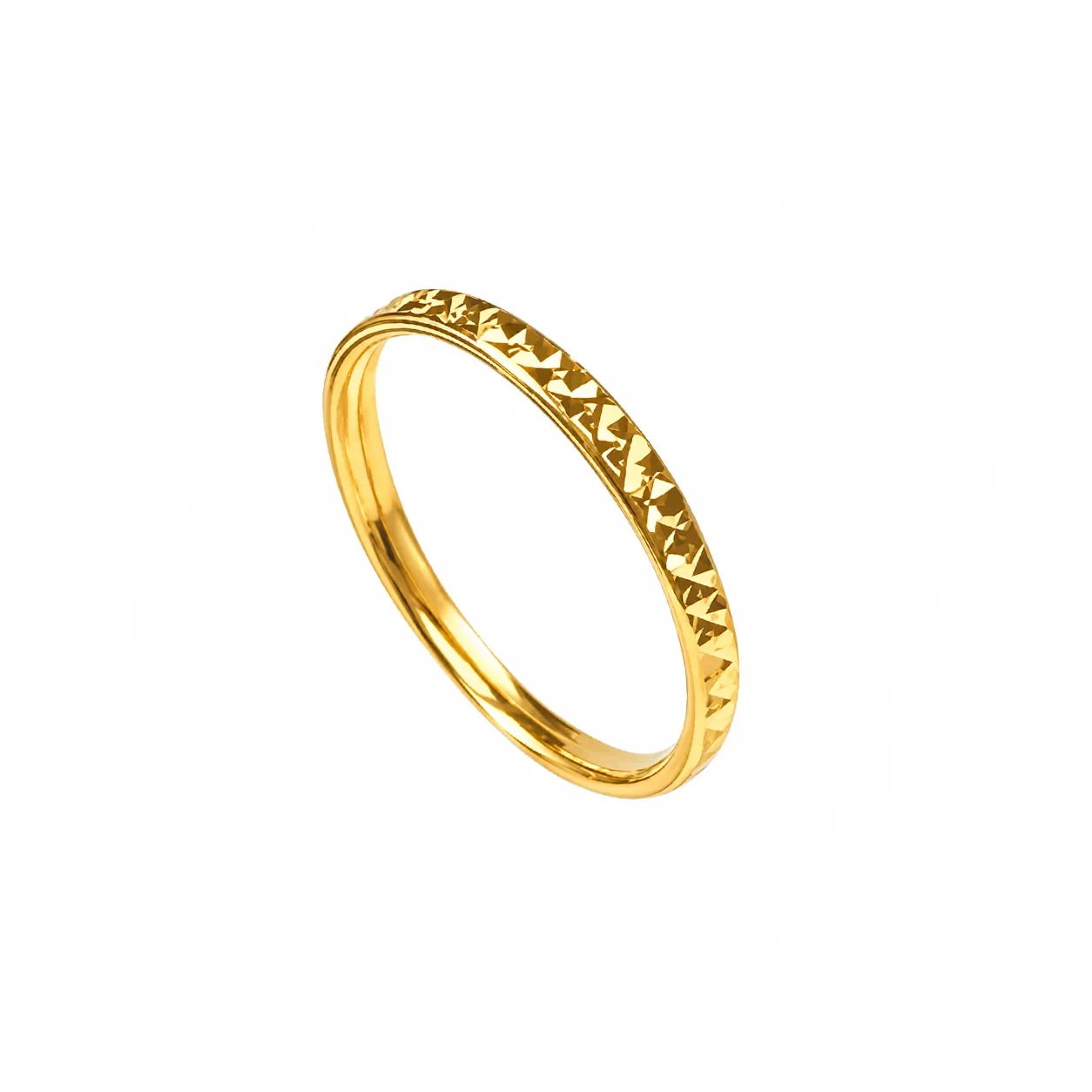 GOLDFINCH | Round Shape with Diamond Design Ring 916 - R00239 — 916 gold ring