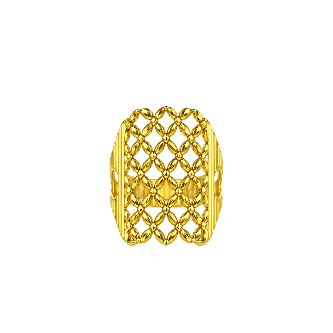 Floral Lattice Ring — 916 gold ring