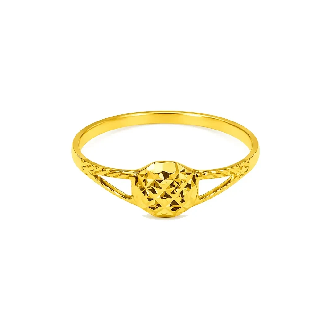 Branded Circle Ring with Diamond Shape 375 - R30065 — 375 gold ring
